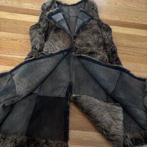 Genuine fur long vest